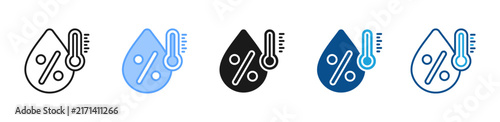 Humidity Level web icon with multiple style collection