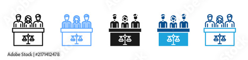Court Hearing web icon with multiple style collection