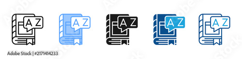 Language Dictionary web icon with multiple style collection