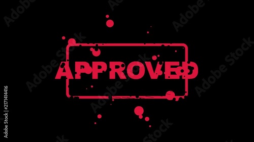 Grunge Approved Rubber Stamp Animation with Red Ink Splatter, Vintage Distressed Seal