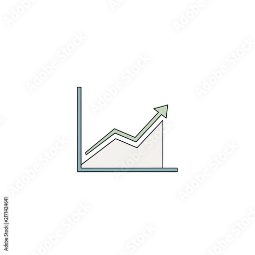 A clean stock replenishment graphic with an upward trend arrow and line graph indicating positive growth and development