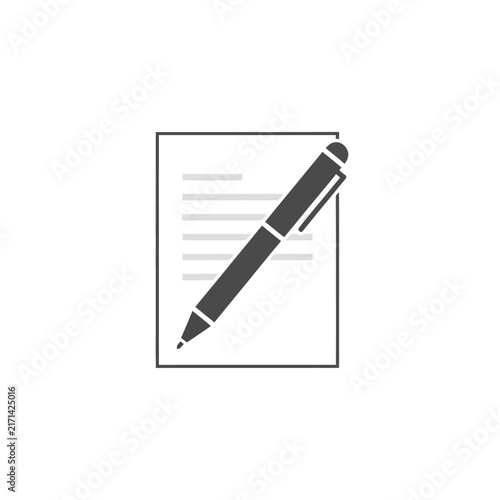 Minimalist Pen and Paper Icon for Copywriting, Note Taking, and Professional Business Document Editing