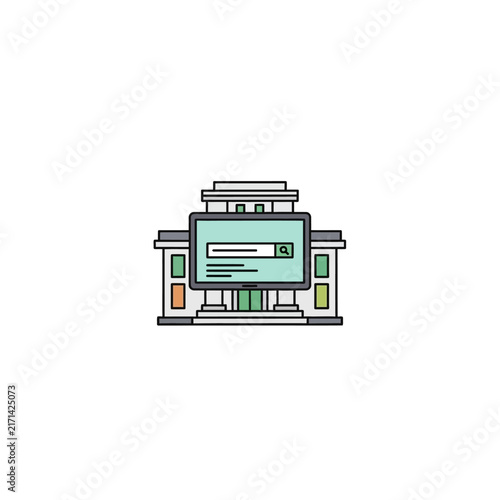Digital Public Administration Search Icon Representing Online Access to Government Services and Information Resources