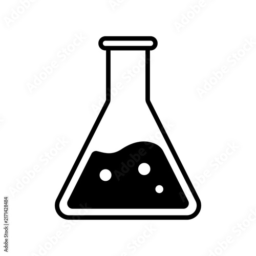 Laboratory flask icon with liquid bubbles vector science chemistry beaker
