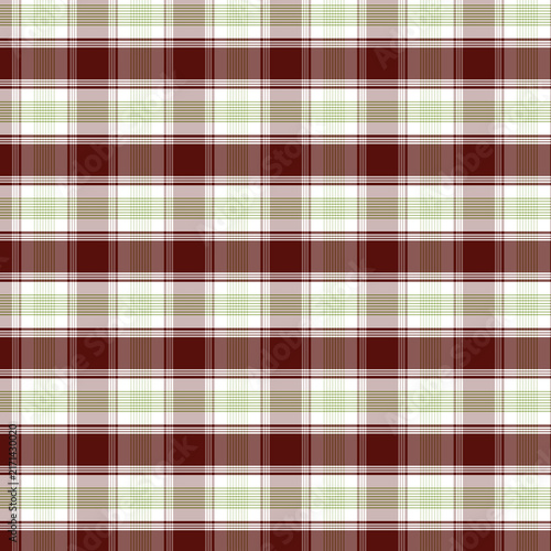 Seamless Maroon Green White Checkered Fabric Pattern