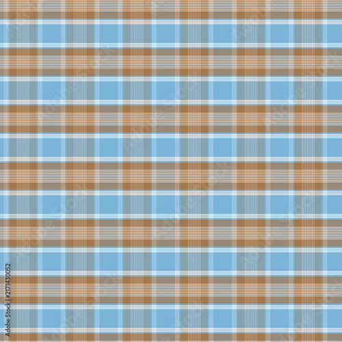 Tartan Plaid Pattern Background in Sky Blue Camel