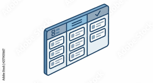 Digital checklist interface with task management elements shown in isometric vector design.