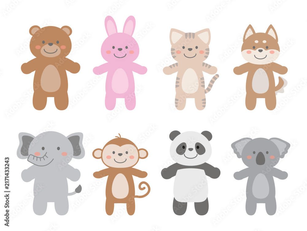 Obraz premium かわいい動物のイラストセット