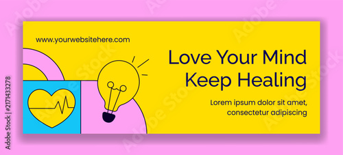 Self Care Social Media Cover World Mental Health Day Flat Cartoon Healthcare Illustration