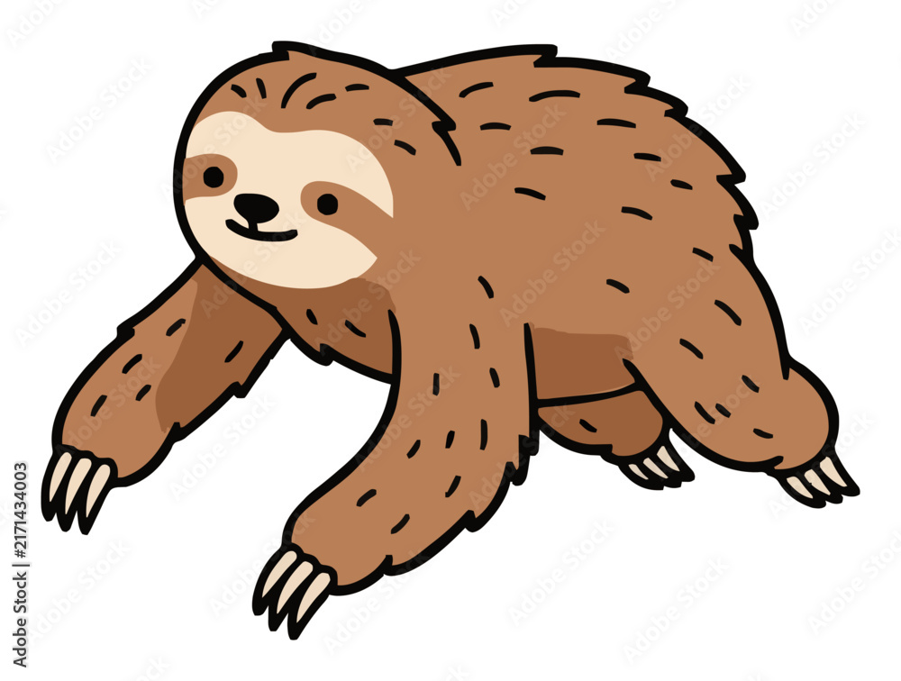 Naklejka premium Three toed sloth jumping mid air isometric flat vect.... Generative AI