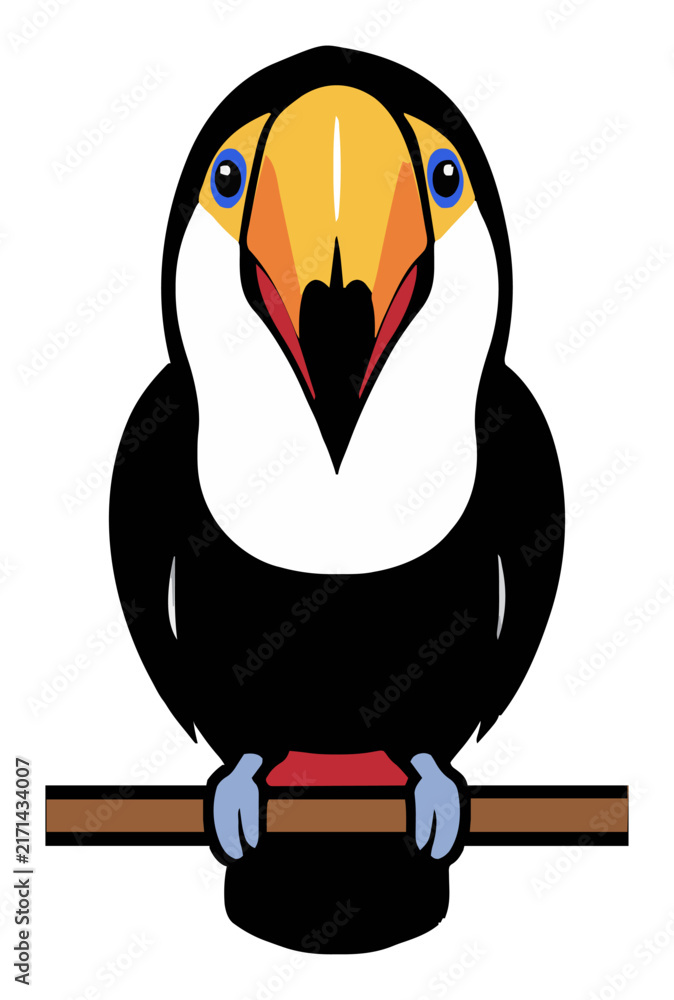 Naklejka premium Toco toucan bird front view vector illustration isol.... Generative AI