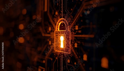 Close-Up Digital Padlock Keyhole Mechanism Detail Concept Render