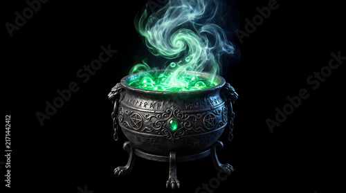 Pot of Fire with Gold Coins and Magical Flames for St Patrick’s Day and Halloween Vector Illustration