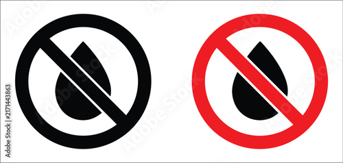 No Wet Warning Icon, Wet Surface Prohibition Symbol, Slippery Floor Safety Sign, Caution Hazard Prevention, Minimal Flat Vector Illustration Design