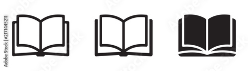 black open book icons, suitable for representing reading, education, and knowledge graphic designs.