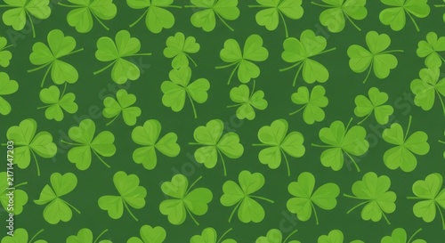 Seamless pattern with green clover leaves wallpaper background