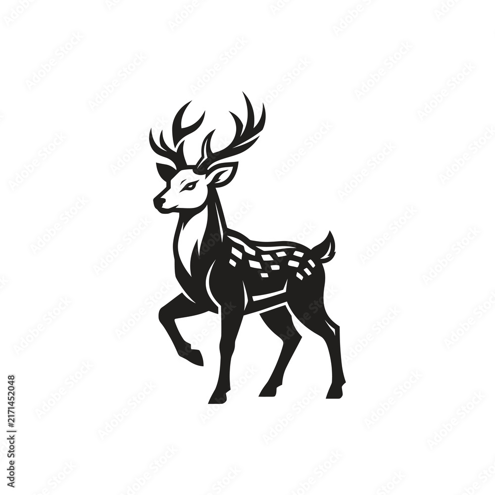 Fototapeta premium Graceful deer stag standing wildlife animal vector illustration