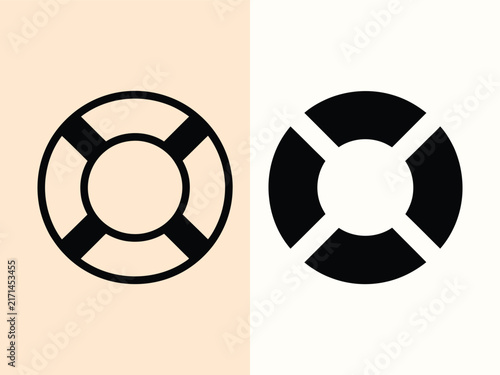 Obraz na płótnie Set of lifebuoy icons featuring outline and solid black graphic styles