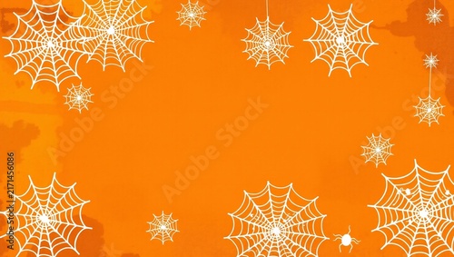 Halloween spider webs pattern on a bright orange background