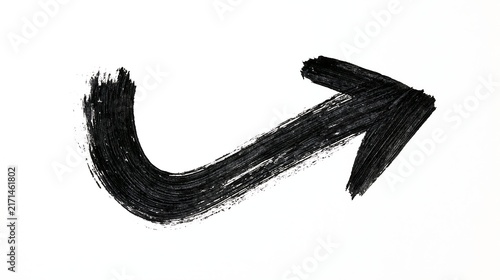 U-shaped curved black marker arrow pointing to the right side on white background. Ideal for navigation design, infographics, and highlighting direction concepts.