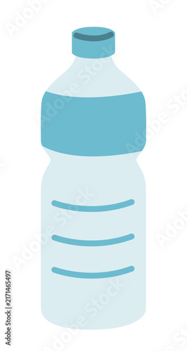 Fototapeta 水色ラベルの水のペットボトル1本・シンプルな飲料・防災用ボトルイラスト
