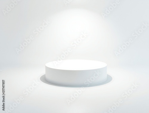 Minimalist white pedestal under spotlight