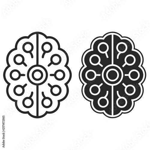 Minimalist black and white circular with abstract patterns and dots