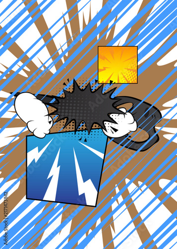 Modern creative pop art vibrant comic book style background. Cartoon effects explosion design.