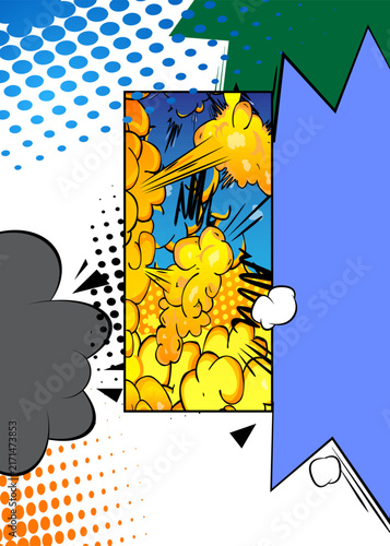Modern creative pop art vibrant comic book style background. Cartoon effects explosion design.