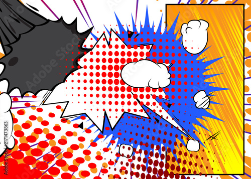 Modern creative pop art vibrant comic book style background. Cartoon effects explosion design.