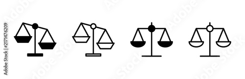Scales icon set . Law scale icon. Justice sign