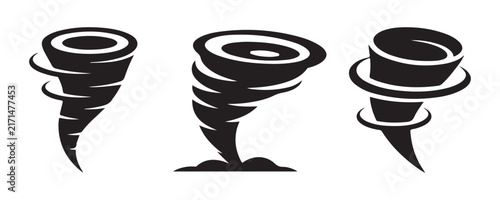 Tornado vector illustrations bundle displaying dramatic swirling cyclone vortex shapes for weather design.