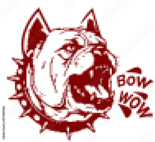 Quadro su tela Pixel art head of an angry bulldog