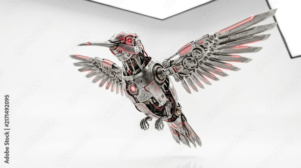 Naklejka premium Mechanical Hummingbird Sculpture