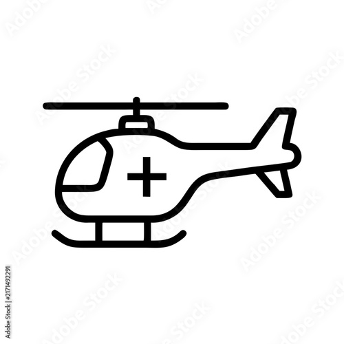 Konstfotografi Medical helicopter icon for emergency air rescue and patient transport, thin lin