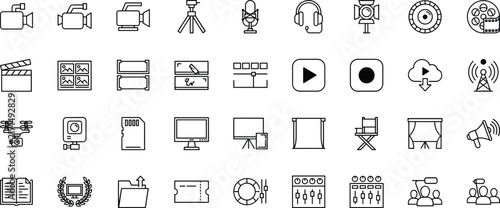 Set of black and white production and media cinema