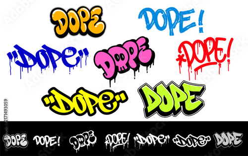 Colorful graffiti-style text designs with urban street art vibe