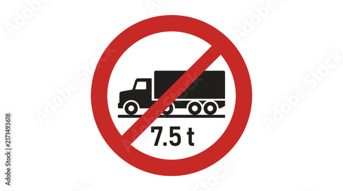 Bild auf Leinwand Truck Weight Limit Sign Isolated