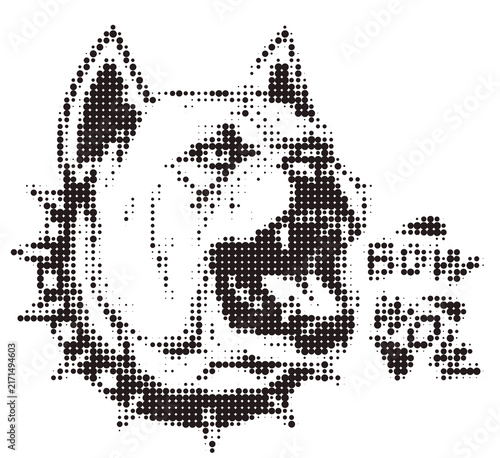 Foto Barking bulldog head in halftone style