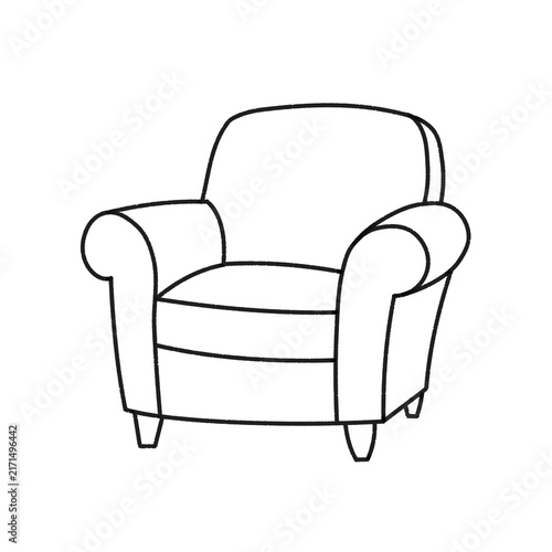 Konstfotografi Minimalist Hand Drawn Sofa Furniture Line Art Icon
