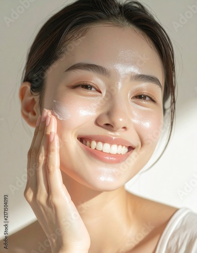 피부를 클로즈업해 탄력감과 결을 보여주는 뷰티모델