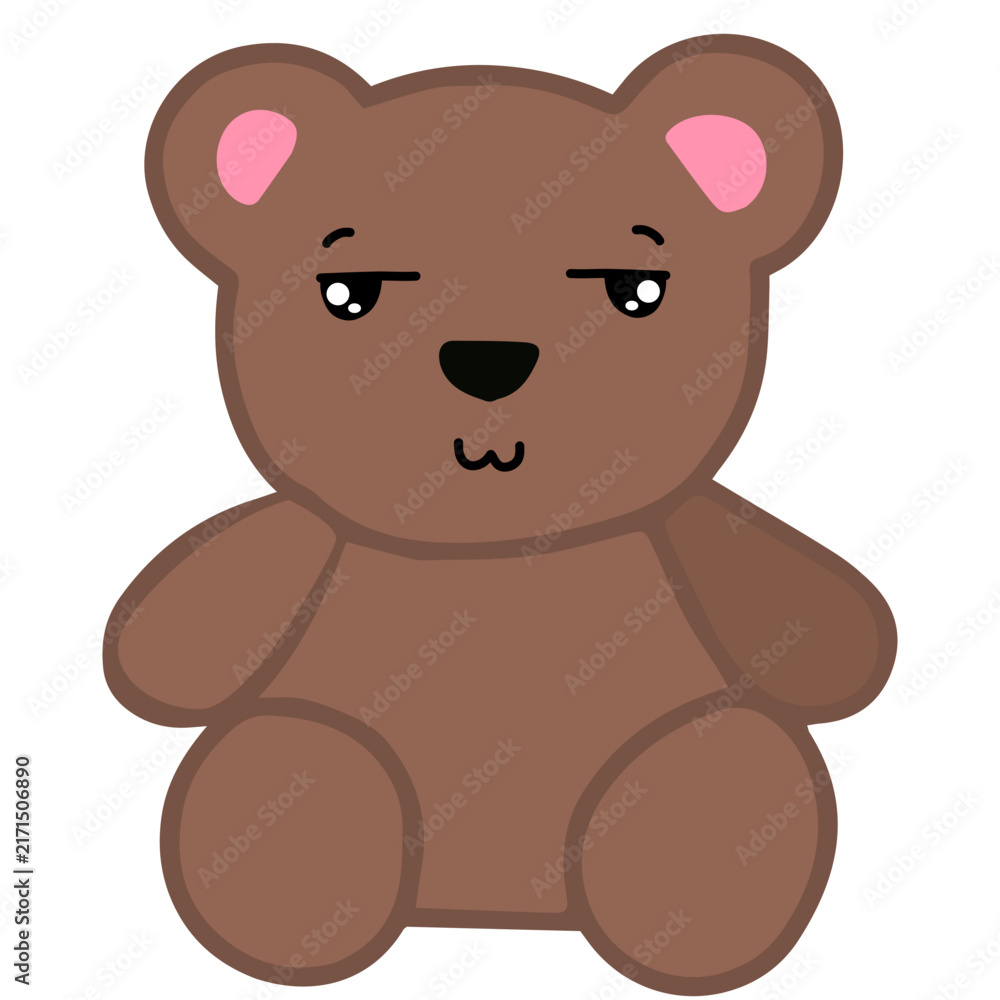 Obraz premium Kawaii brown teddy bear expression pack featuring happy, sad, angry, crying, surprised and funny emotions. Adorable cartoon mascot collection. 
