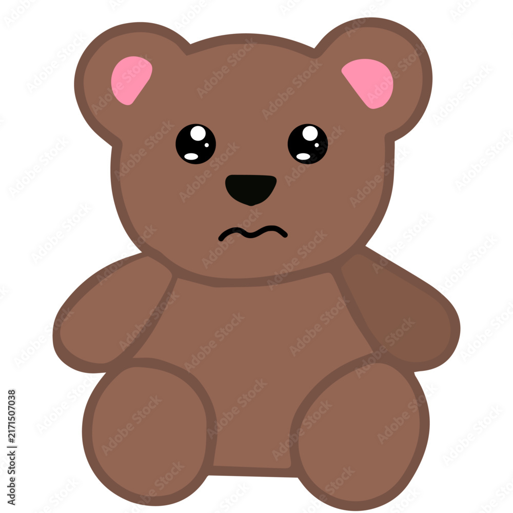 Obraz premium Kawaii brown teddy bear expression pack featuring happy, sad, angry, crying, surprised and funny emotions. Adorable cartoon mascot collection. 