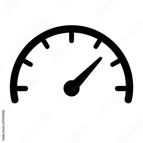 Tachometer icon flat outline in black
