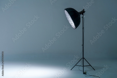 studio flash light on a black background