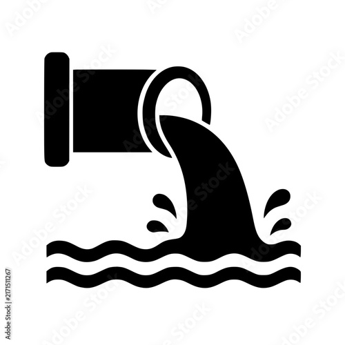 Waste water icon flat outline in black