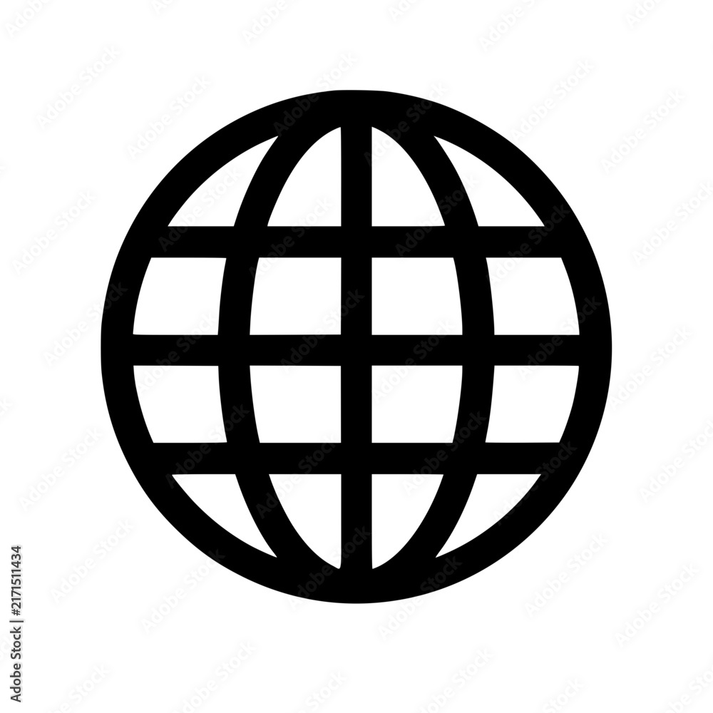 Obraz premium Website globe icon flat outline in black