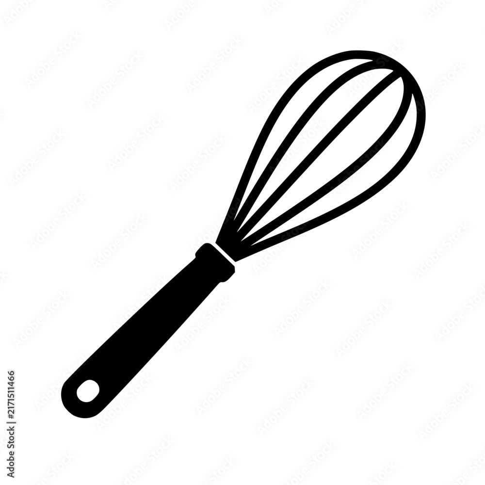 Fototapeta premium Whisk icon flat outline in black