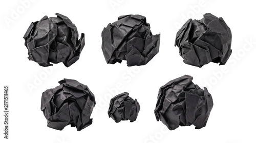 Bild auf Leinwand Multiple dark crumpled paper balls, abstractly representing discarded ideas or environmental waste