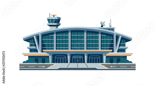 Modern Airport Terminal Building Facade Isolated